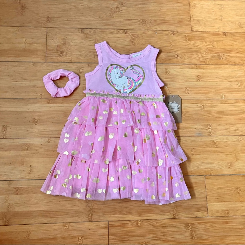 NWT Girls Size 3T Pink Unicorn Tulle Dress